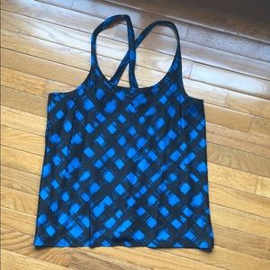 Theory Plaid Silk Cross-Back Tank